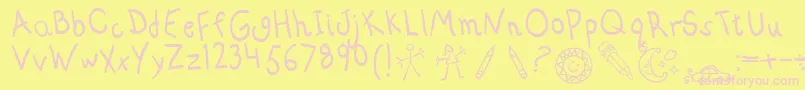 Abckids Font – Pink Fonts on Yellow Background