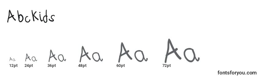 Размеры шрифта Abckids