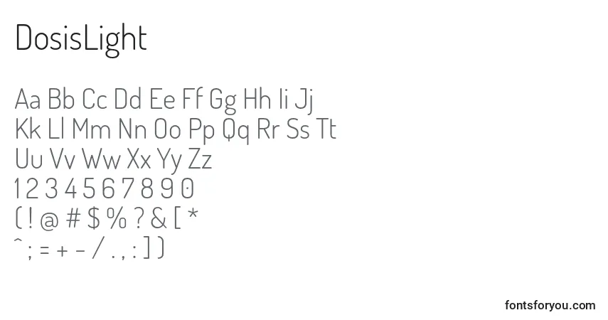 DosisLight-fontti – aakkoset, numerot, erikoismerkit