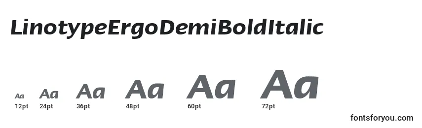 Размеры шрифта LinotypeErgoDemiBoldItalic