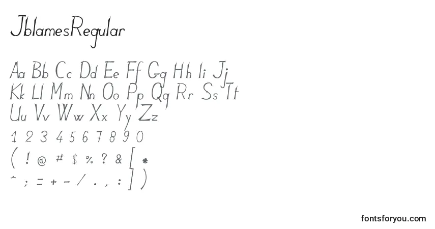 Czcionka JblamesRegular – alfabet, cyfry, specjalne znaki