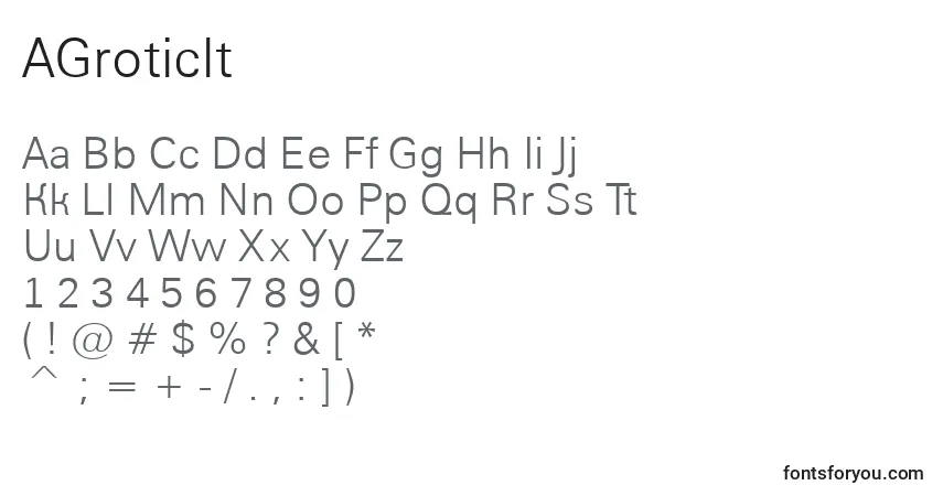 Schriftart AGroticlt – Alphabet, Zahlen, spezielle Symbole