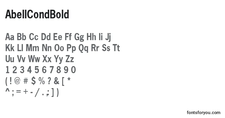 Шрифт AbellCondBold – алфавит, цифры, специальные символы