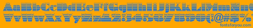 BraggastripRegular-Schriftart – Blaue Schriften auf orangefarbenem Hintergrund