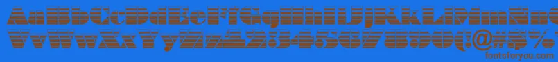 BraggastripRegular-Schriftart – Braune Schriften auf blauem Hintergrund