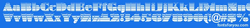 BraggastripRegular-Schriftart – Weiße Schriften auf blauem Hintergrund