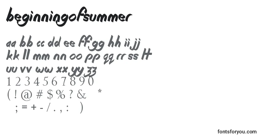 Czcionka BeginningOfSummer – alfabet, cyfry, specjalne znaki