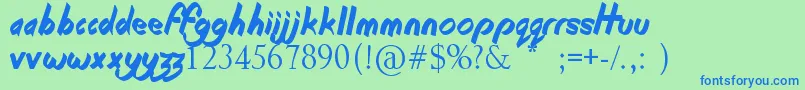 BeginningOfSummer Font – Blue Fonts on Green Background