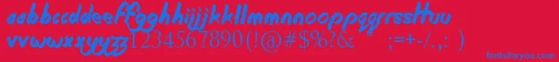 BeginningOfSummer Font – Blue Fonts on Red Background