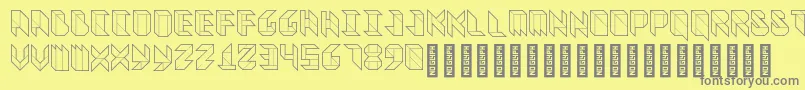 VitreousMedium-fontti – harmaat kirjasimet keltaisella taustalla