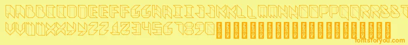 VitreousMedium-Schriftart – Orangefarbene Schriften auf gelbem Hintergrund