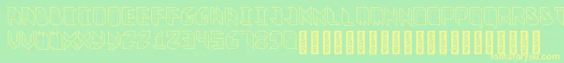 VitreousMedium-fontti – keltaiset fontit vihreällä taustalla