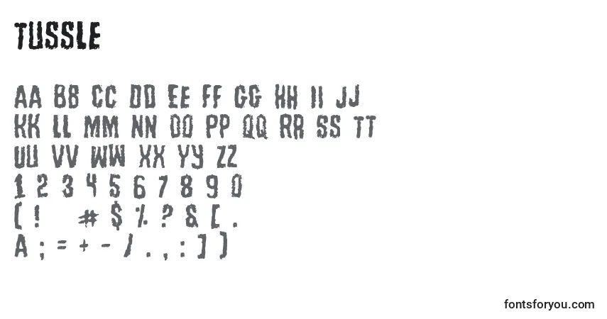 Schriftart Tussle – Alphabet, Zahlen, spezielle Symbole