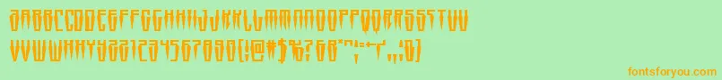 フォントSwordtooth – オレンジの文字が緑の背景にあります。