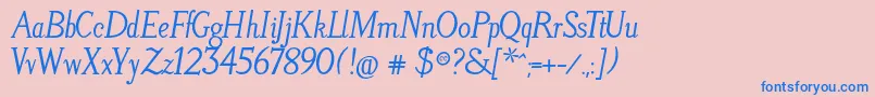 フォントLitosScriptBoldItalic – ピンクの背景に青い文字