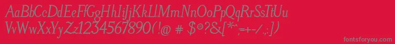 LitosScriptBoldItalic-Schriftart – Graue Schriften auf rotem Hintergrund