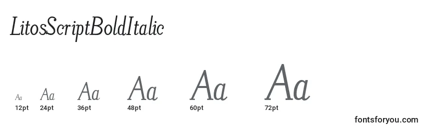 Размеры шрифта LitosScriptBoldItalic