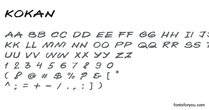 Fuente Kokan - alfabeto, números, caracteres especiales