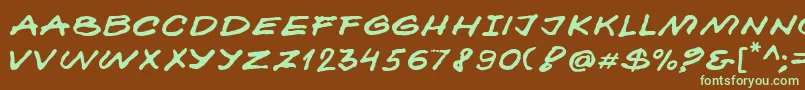 Kokan-fontti – vihreät fontit ruskealla taustalla