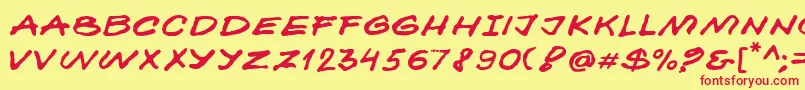 Kokan-fontti – punaiset fontit keltaisella taustalla