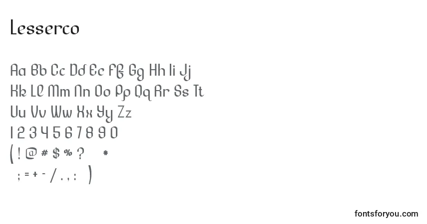 Lessercoフォント–アルファベット、数字、特殊文字