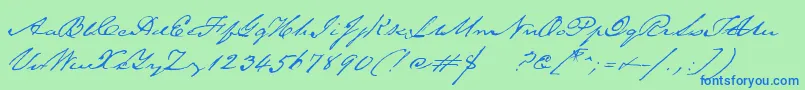 Weitere Informationen zur TexasherobetaMedium-Schriftart TexasherobetaMedium-Schriftart – Blaue Schriften auf grünem Hintergrund