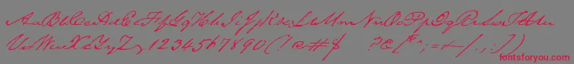 TexasherobetaMedium-fontti – punaiset fontit harmaalla taustalla