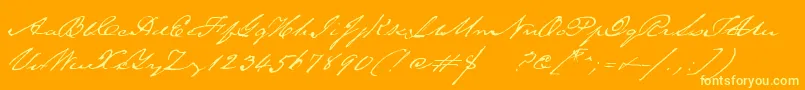 TexasherobetaMedium-Schriftart – Gelbe Schriften auf orangefarbenem Hintergrund