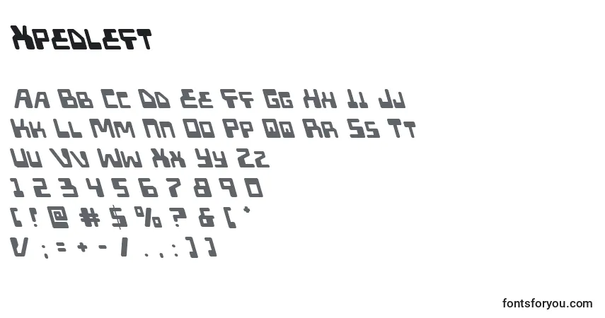 Schriftart Xpedleft – Alphabet, Zahlen, spezielle Symbole