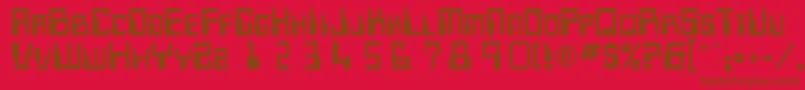 Keypunch-Schriftart – Braune Schriften auf rotem Hintergrund