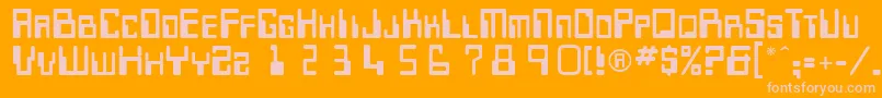 Keypunch-Schriftart – Rosa Schriften auf orangefarbenem Hintergrund