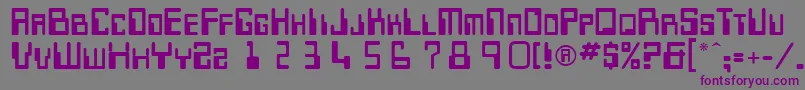 Keypunch-Schriftart – Violette Schriften auf grauem Hintergrund