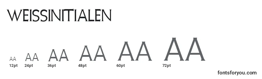 Размеры шрифта Weissinitialen