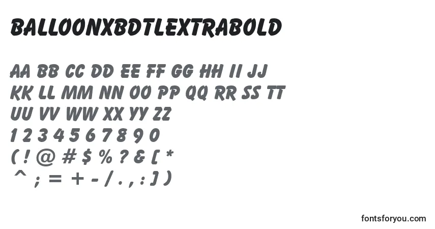 A fonte BalloonXbdTlExtraBold – alfabeto, números, caracteres especiais