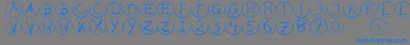 フォントInkalphabetrrings – 灰色の背景に青い文字