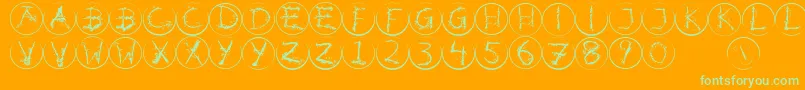 Inkalphabetrrings Font – Green Fonts on Orange Background