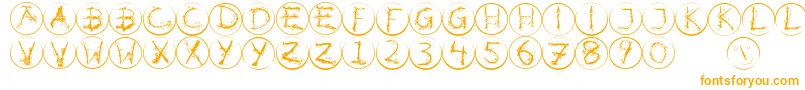 Inkalphabetrrings Font – Orange Fonts on White Background