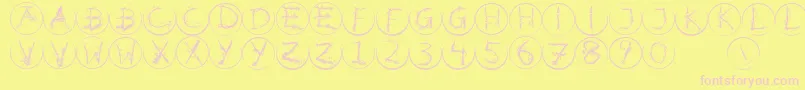 Inkalphabetrrings Font – Pink Fonts on Yellow Background