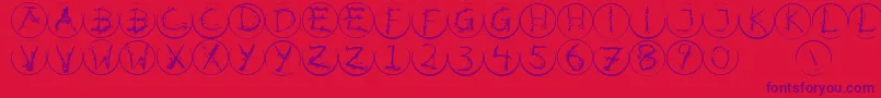Inkalphabetrrings Font – Purple Fonts on Red Background