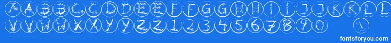 Inkalphabetrrings Font – White Fonts on Blue Background