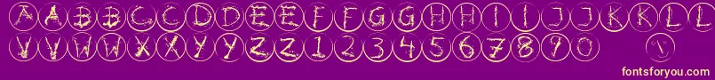 Inkalphabetrrings Font – Yellow Fonts on Purple Background