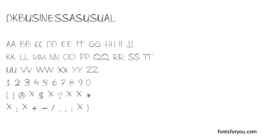Czcionka DkBusinessAsUsual – alfabet, cyfry, specjalne znaki