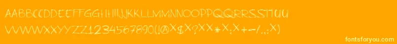 DkBusinessAsUsual-Schriftart – Gelbe Schriften auf orangefarbenem Hintergrund