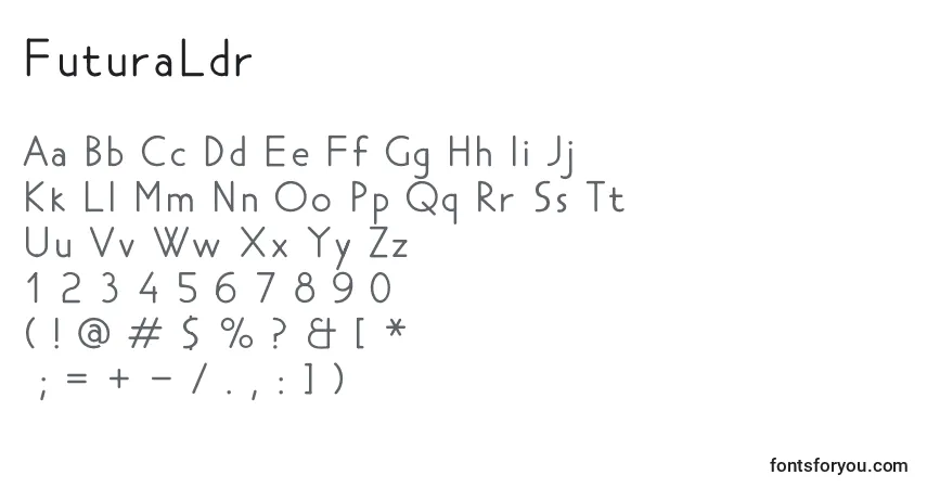 Schriftart FuturaLdr – Alphabet, Zahlen, spezielle Symbole