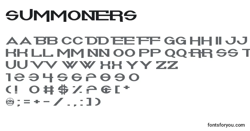 A fonte Summoners – alfabeto, números, caracteres especiais