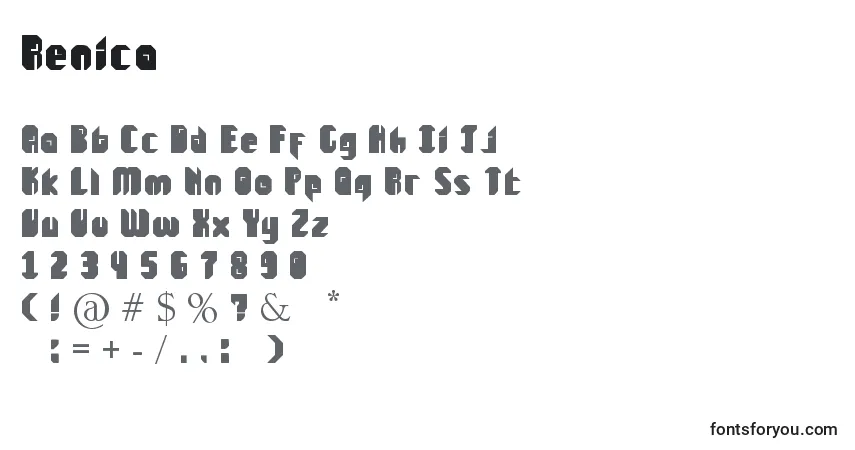 Fuente Renica - alfabeto, números, caracteres especiales