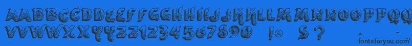 Czcionka Vtksencantar – czarne czcionki na niebieskim tle