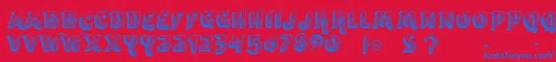 Czcionka Vtksencantar – niebieskie czcionki na czerwonym tle