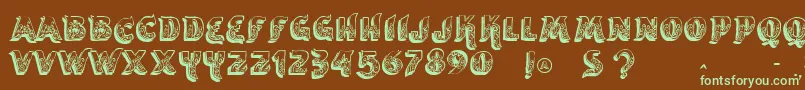 Vtksencantar-Schriftart – Grüne Schriften auf braunem Hintergrund