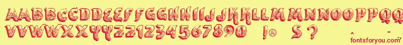 フォントVtksencantar – 赤い文字の黄色い背景